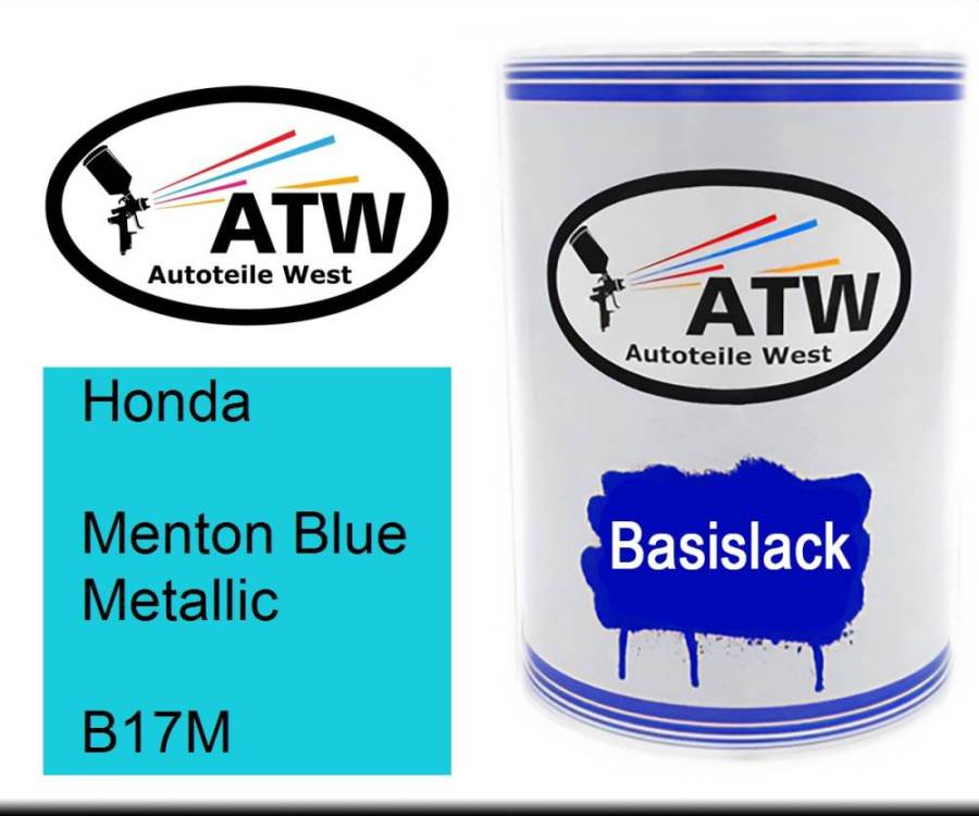 Honda, Menton Blue Metallic, B17M: 500ml Lackdose, von ATW Autoteile West.